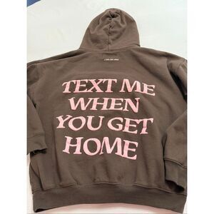 Lonely Ghost Text Me When You Get Home Hoodie Size L Brown Pullover Sweatshirt